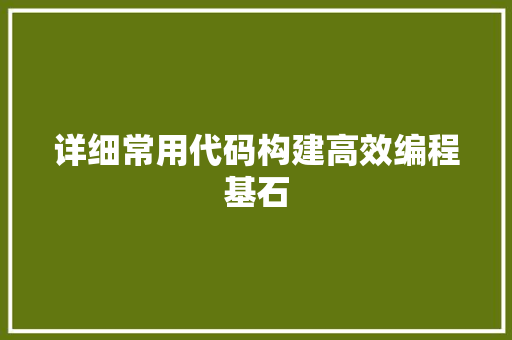 详细常用代码构建高效编程基石