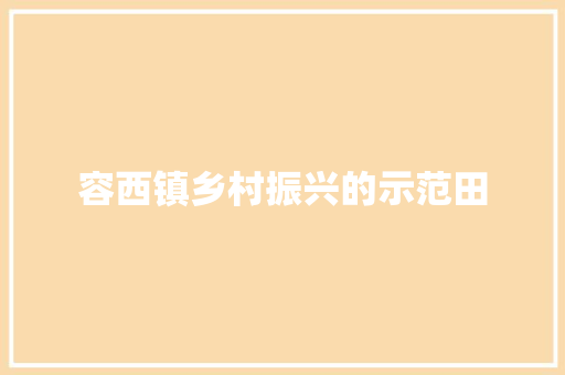容西镇乡村振兴的示范田