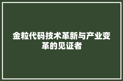 金粒代码技术革新与产业变革的见证者