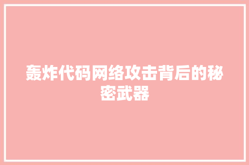 轰炸代码网络攻击背后的秘密武器