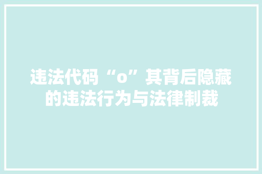 违法代码“o”其背后隐藏的违法行为与法律制裁