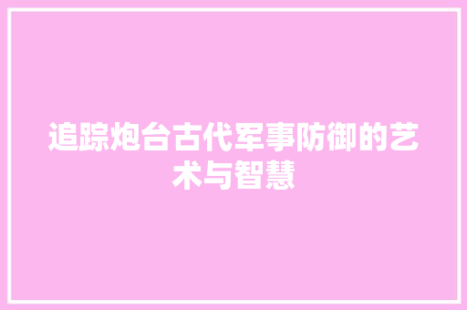 追踪炮台古代军事防御的艺术与智慧