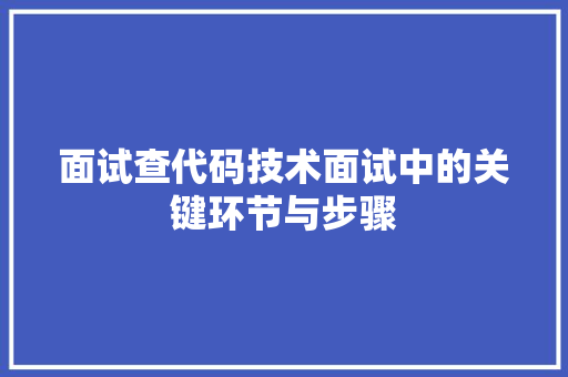 面试查代码技术面试中的关键环节与步骤