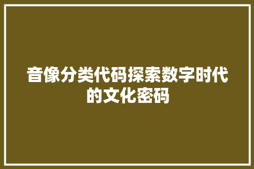 音像分类代码探索数字时代的文化密码