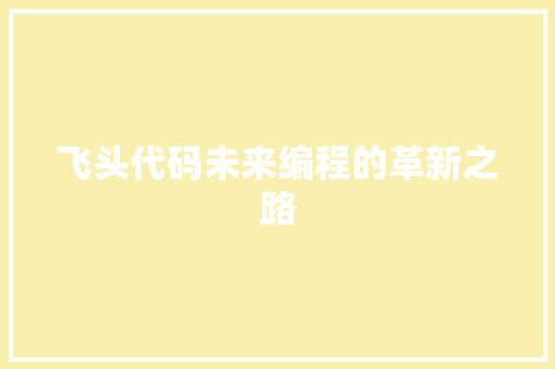 飞头代码未来编程的革新之路