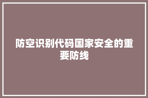 防空识别代码国家安全的重要防线
