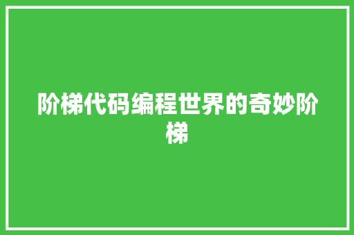 阶梯代码编程世界的奇妙阶梯