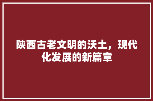 陕西古老文明的沃土，现代化发展的新篇章