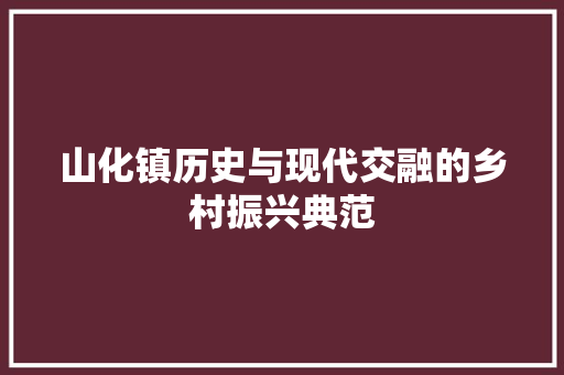 山化镇历史与现代交融的乡村振兴典范