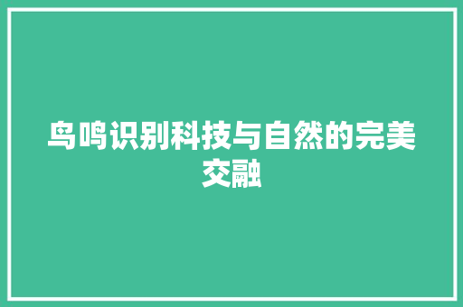 鸟鸣识别科技与自然的完美交融