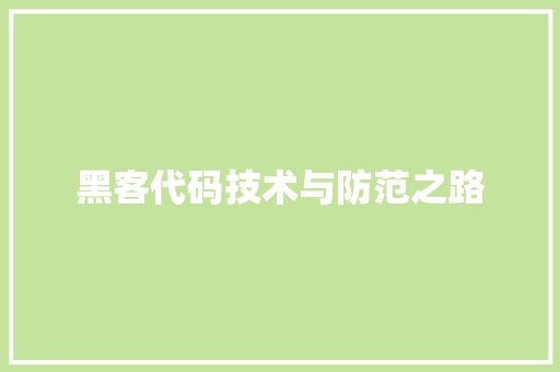黑客代码技术与防范之路