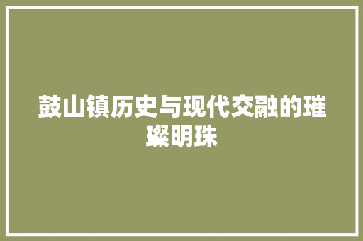 鼓山镇历史与现代交融的璀璨明珠