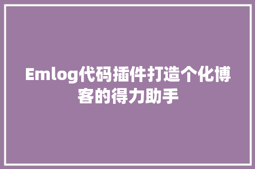 Emlog代码插件打造个化博客的得力助手