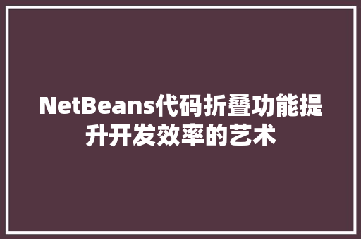 NetBeans代码折叠功能提升开发效率的艺术