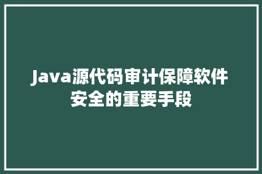 Java源代码审计保障软件安全的重要手段