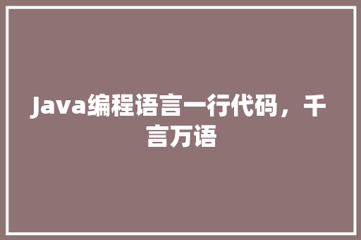 Java编程语言一行代码，千言万语