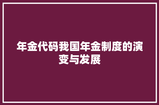 年金代码我国年金制度的演变与发展