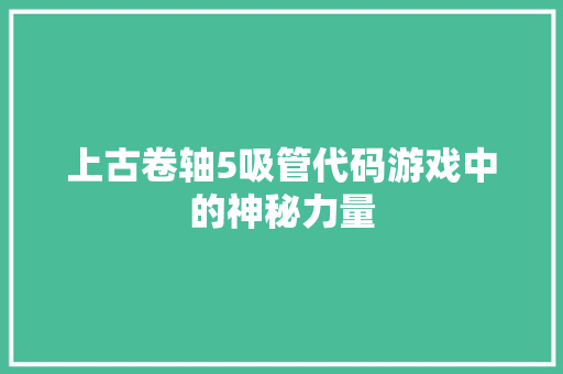 上古卷轴5吸管代码游戏中的神秘力量