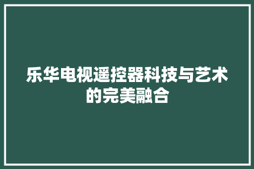 乐华电视遥控器科技与艺术的完美融合
