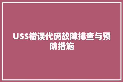 USS错误代码故障排查与预防措施