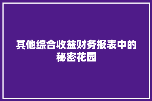 其他综合收益财务报表中的秘密花园