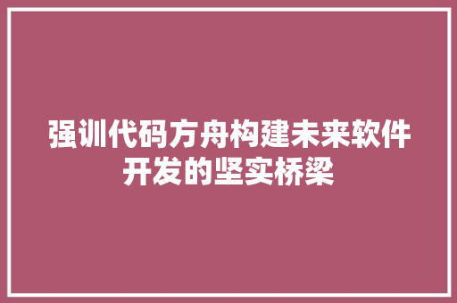 强训代码方舟构建未来软件开发的坚实桥梁