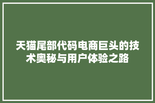 天猫尾部代码电商巨头的技术奥秘与用户体验之路