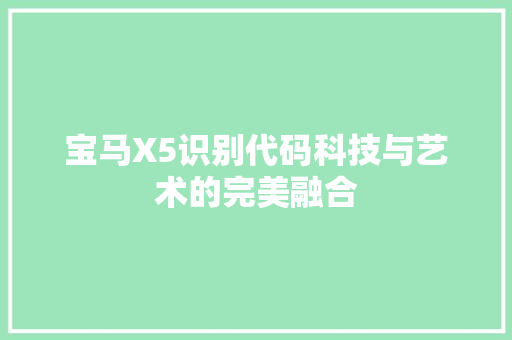 宝马X5识别代码科技与艺术的完美融合