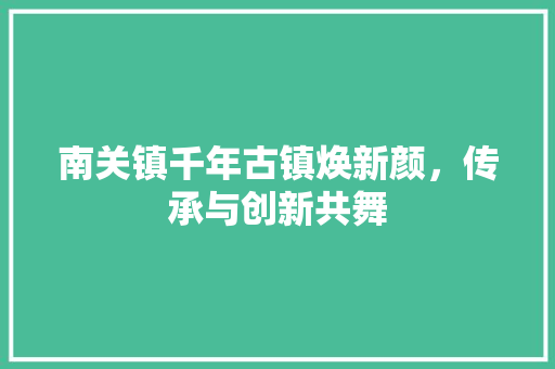 南关镇千年古镇焕新颜，传承与创新共舞