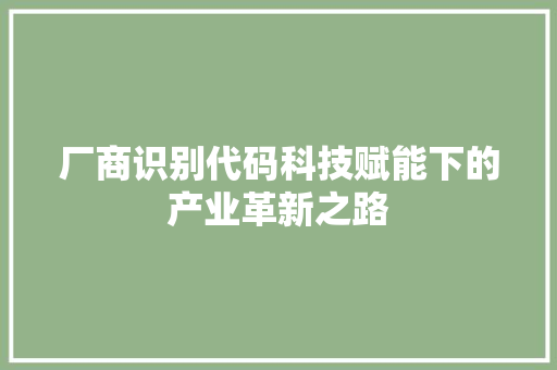 厂商识别代码科技赋能下的产业革新之路