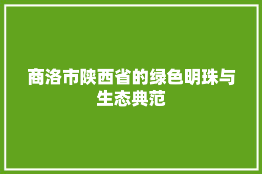 商洛市陕西省的绿色明珠与生态典范