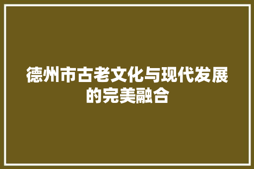 德州市古老文化与现代发展的完美融合