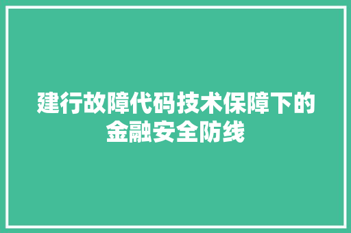 建行故障代码技术保障下的金融安全防线
