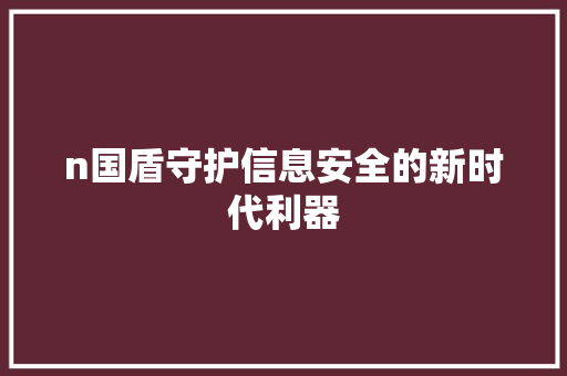 n国盾守护信息安全的新时代利器