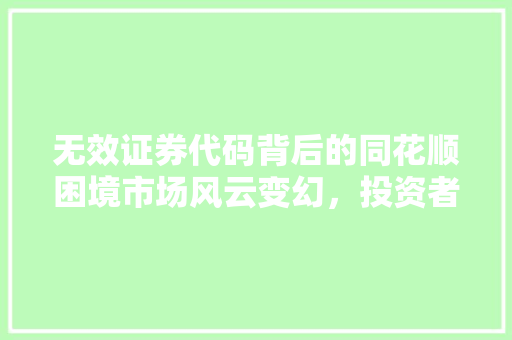 无效证券代码背后的同花顺困境市场风云变幻，投资者需警惕
