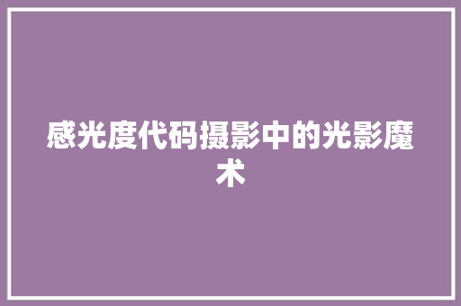 感光度代码摄影中的光影魔术