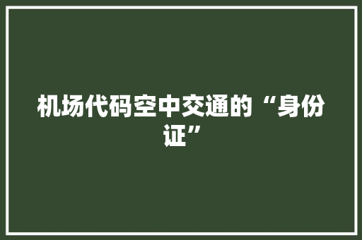 机场代码空中交通的“身份证”