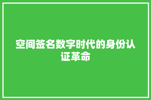 空间签名数字时代的身份认证革命