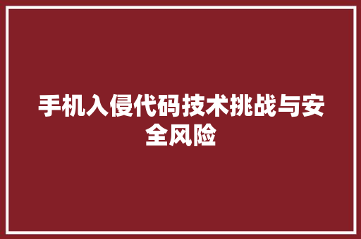 手机入侵代码技术挑战与安全风险
