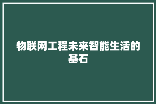 物联网工程未来智能生活的基石