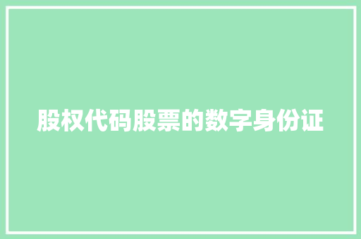 股权代码股票的数字身份证