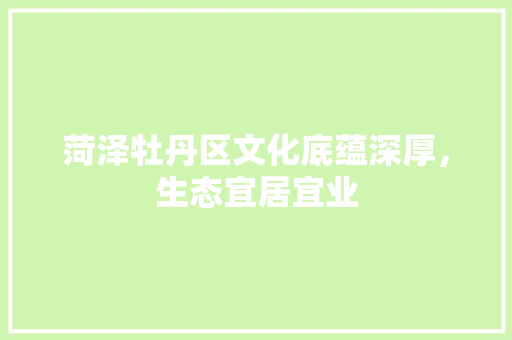 菏泽牡丹区文化底蕴深厚，生态宜居宜业