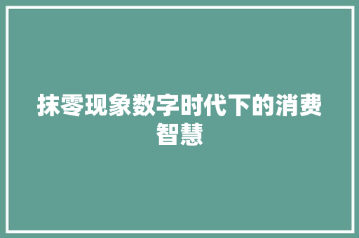 抹零现象数字时代下的消费智慧