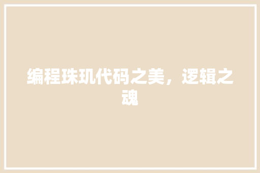 编程珠玑代码之美，逻辑之魂