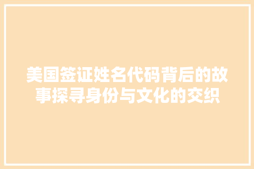 美国签证姓名代码背后的故事探寻身份与文化的交织