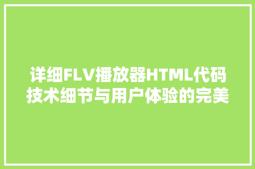 详细FLV播放器HTML代码技术细节与用户体验的完美融合