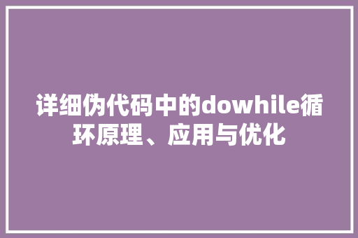 详细伪代码中的dowhile循环原理、应用与优化