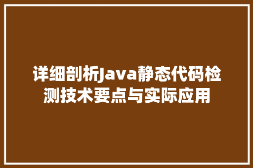 详细剖析Java静态代码检测技术要点与实际应用