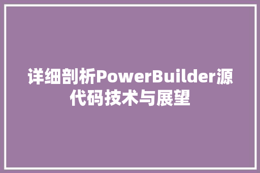 详细剖析PowerBuilder源代码技术与展望
