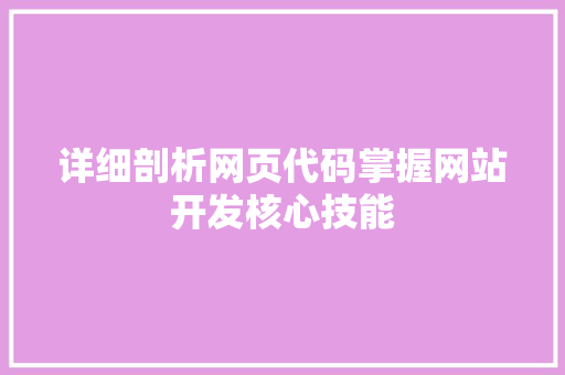 详细剖析网页代码掌握网站开发核心技能